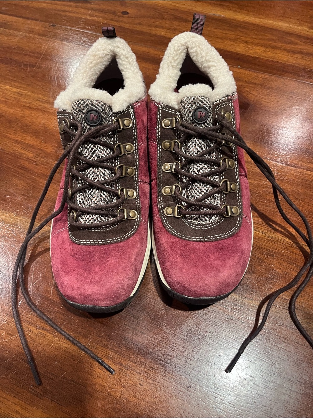 Merrell Women's Burgundy Suede Lace-Up Hiking Boots Size 10